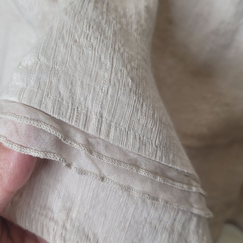 Womens Lagenlook Beige Full Skirt L Silk Linen Elastic Lace Prarie Romance fairy - Picture 5 of 5